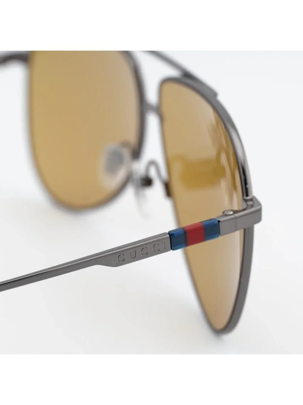 Gucci GG1677S 003 Sunglasses Ruthenium Aviator Frame, Brown Lenses